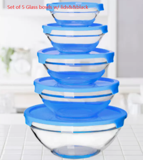 Load image into Gallery viewer, Set of 5 Glass Bowls w/ Lids
